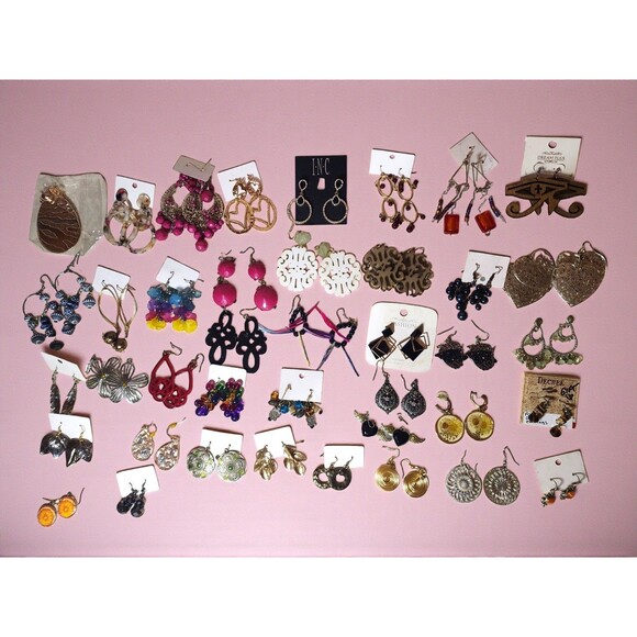 40 Pair Earring Lot Boho Dangle Statement Novelty Fruit Eye of Horus Retro - Picture 1 of 6